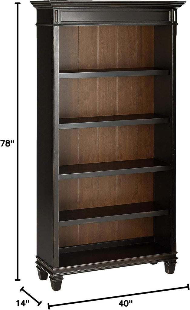 Hartford Wood Bookcase in Two Tone Distressed Black