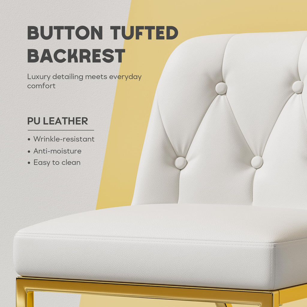 24" White and Gold Counter Height Bar Stools Set of 6