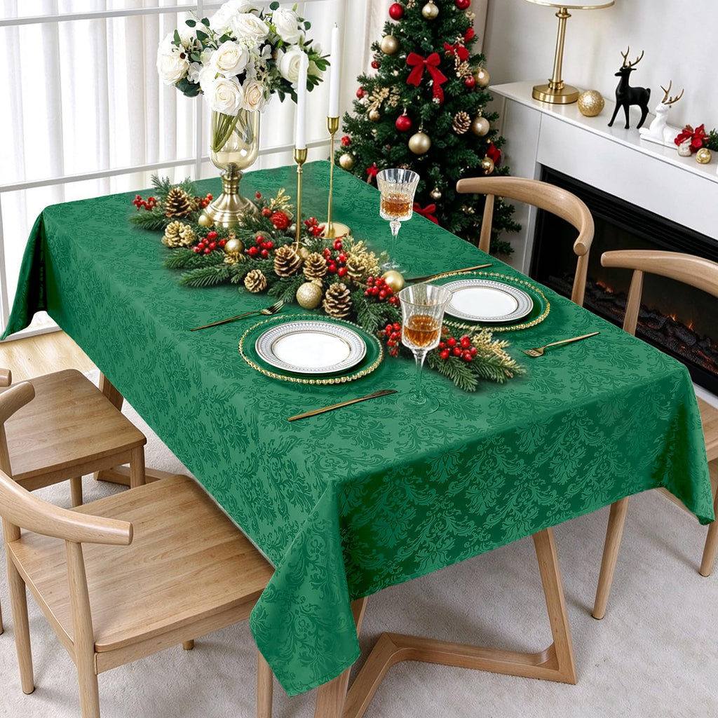 Christmas Green Damask Rectangle Tablecloth, 60 x 84 Inch