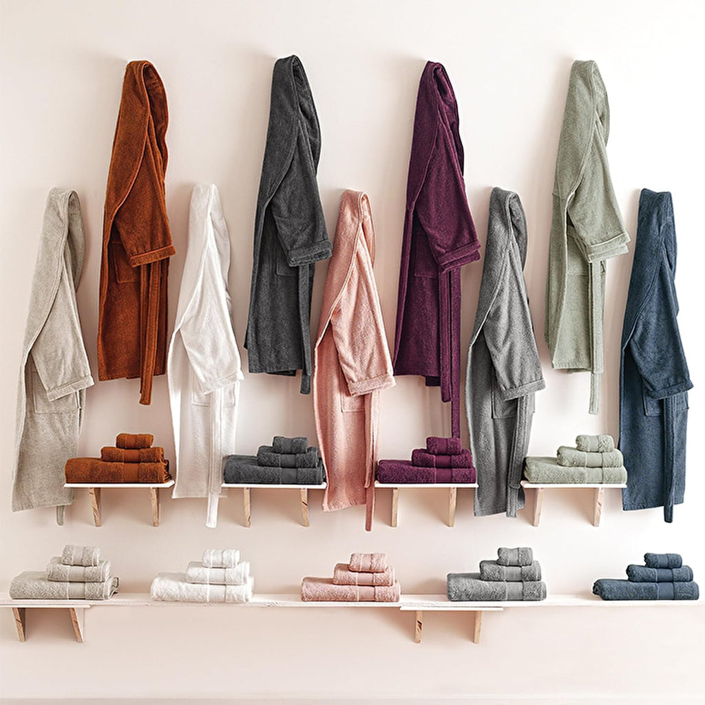 Essentials Bathrobes, 100% Cotton Soft Robe, Fluffy, Warm, Absorbent, Quick Dry Mens & Womens Robe