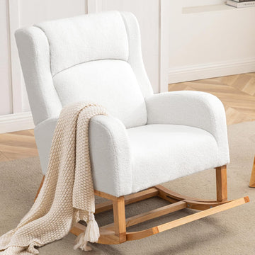 Rocking Chair Nursery, Nursing Rocking Chairs for Mom Nursery, Comfy Wingback Glider Rocking Armchair with Foot Rest