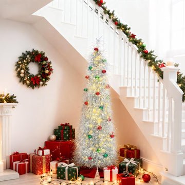 5FT Artificial Xmas Decor Pop Up with Decoration Silver