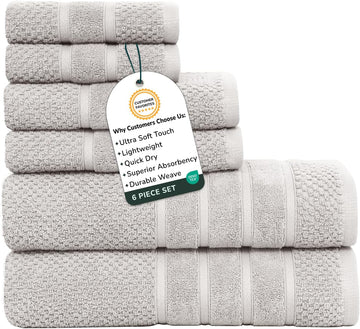 & Stitch 100% Cotton 625 GSM Bath Towel Set of 6, Ultra Soft Highly Absorbent 2 Bath Towels, 2 Hand Towels & 2