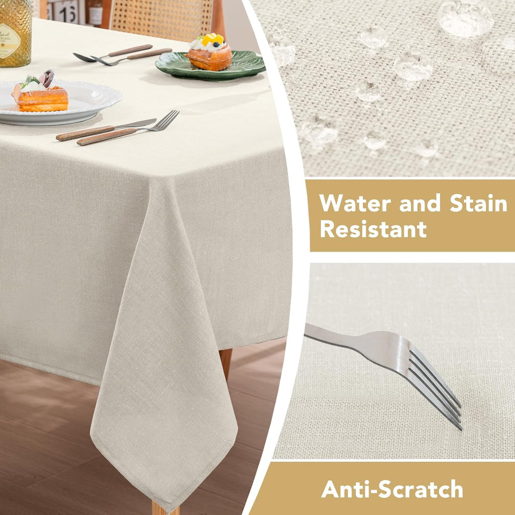 Linen Table Cloths Rectangle 60 x 120 Inch Premium Tablecloth Spill-Proof Waterproof Table Cover for