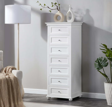 Tall White Dresser with 7 Drawers, 52" Tall Skinny Dresser | Modern White Tall Chest of Drawers Dresser,Wooden