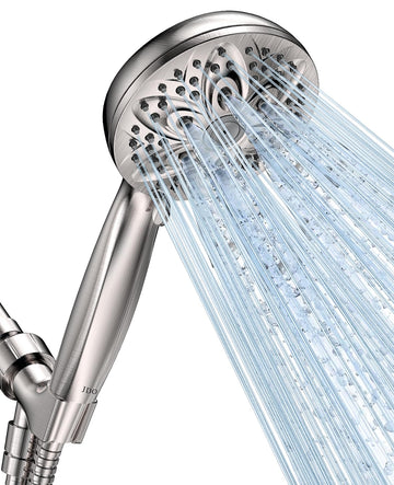 Handheld Shower Head, 6 Spray Settings, Brushed Nickel Finish