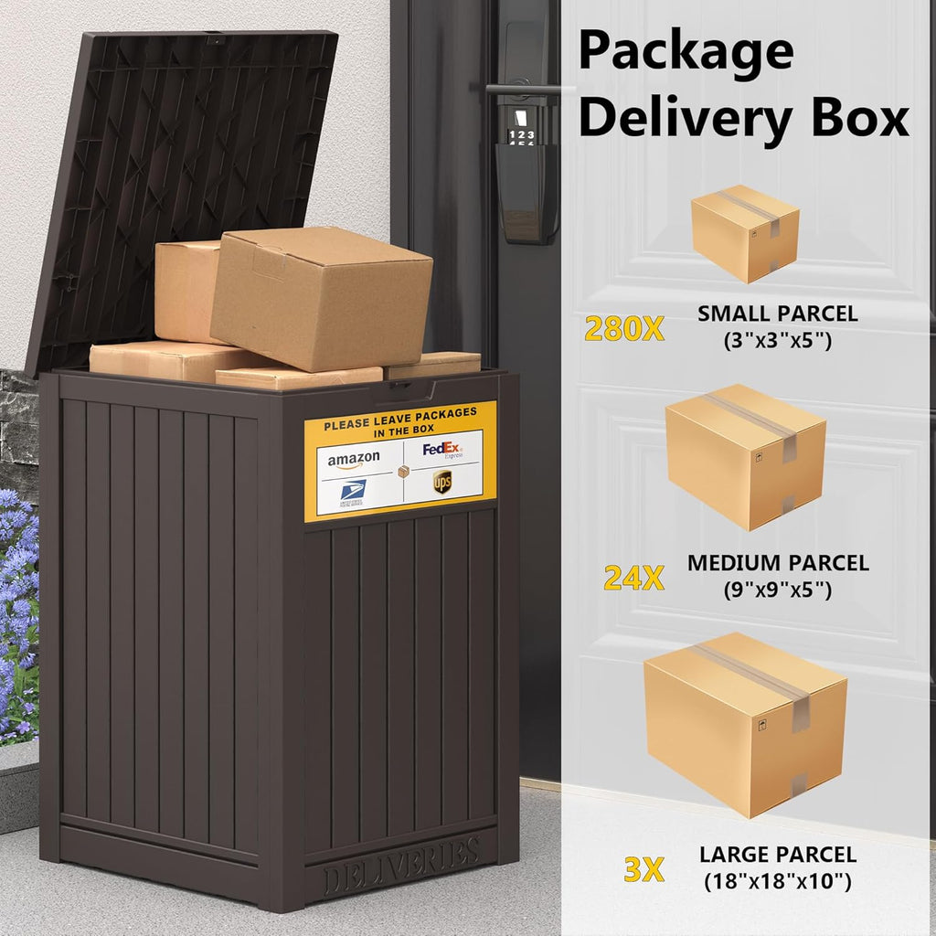 Package Delivery Box 48 Gallon Storage with Lockable Secure, Large Resin Outdoor Package Drop Container