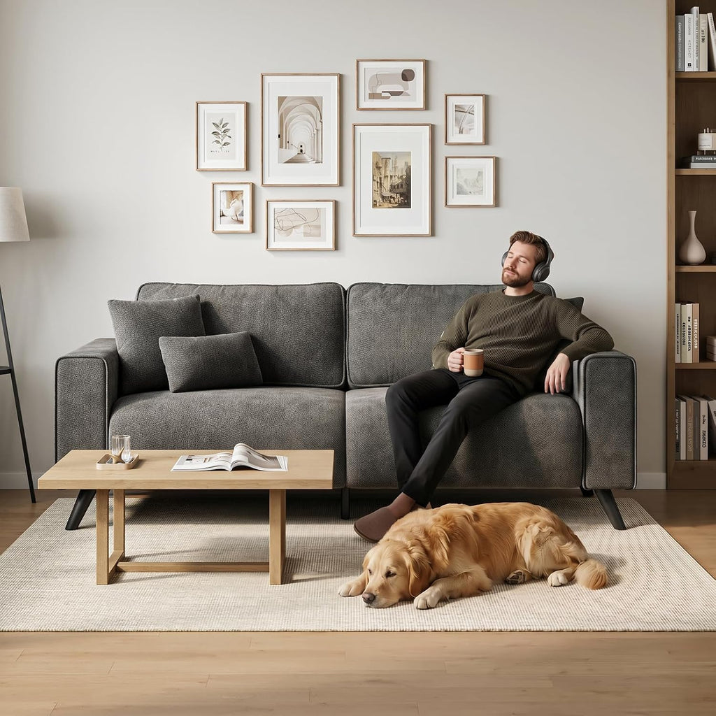 85" Modern Loveseat Sofa , Oversized Loveseat Couch with Deep Seat, Dark Grey Chenille 2 Seater Sofas