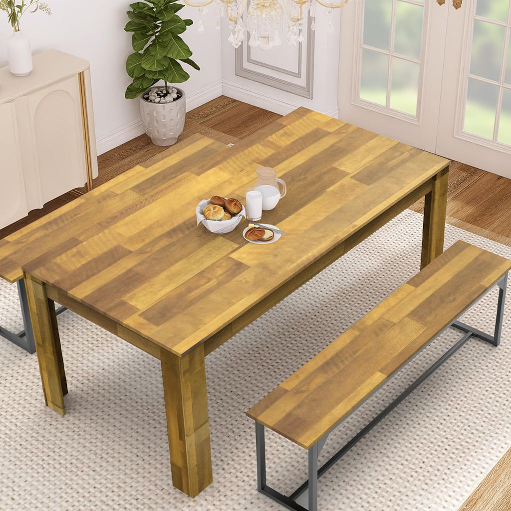 71" Kitchen Dining Table for 6-8, Farmhouse Wood Rectangular Dinner Table