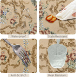 70x108inches Luxury Rectangle Tablecloth Elegant Golden Damask Pink Blue Floral Printed Fabric Table