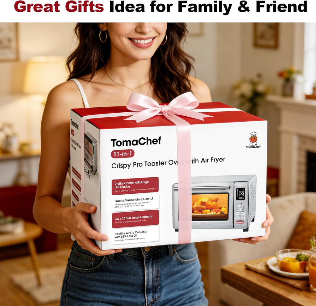 Air Fryer Toaster Oven Combo, 26.5QT Large Capacity with Visible Window, 11-in-1 Countertop Toaster Oven, 85% Less Oil