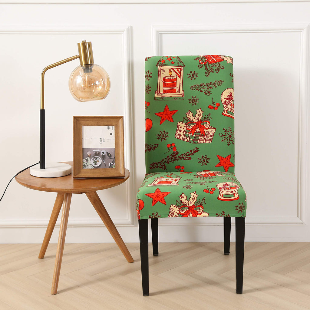 4PCS Stretch Removable Washable Dining Room Chair Protector Slipcovers Christmas Decoration/Home Decor Dining Room