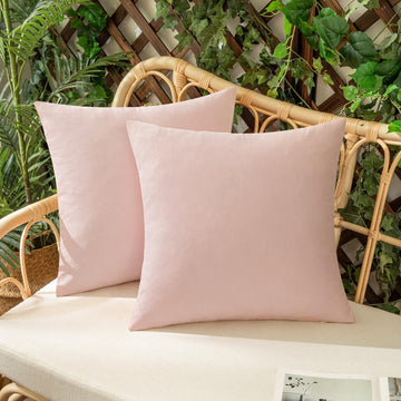 Set of 2 Outdoor Waterproof Throw Pillow Covers Spring Valentine Decorative Farmhouse Linen Pillowcases Solid Cushion