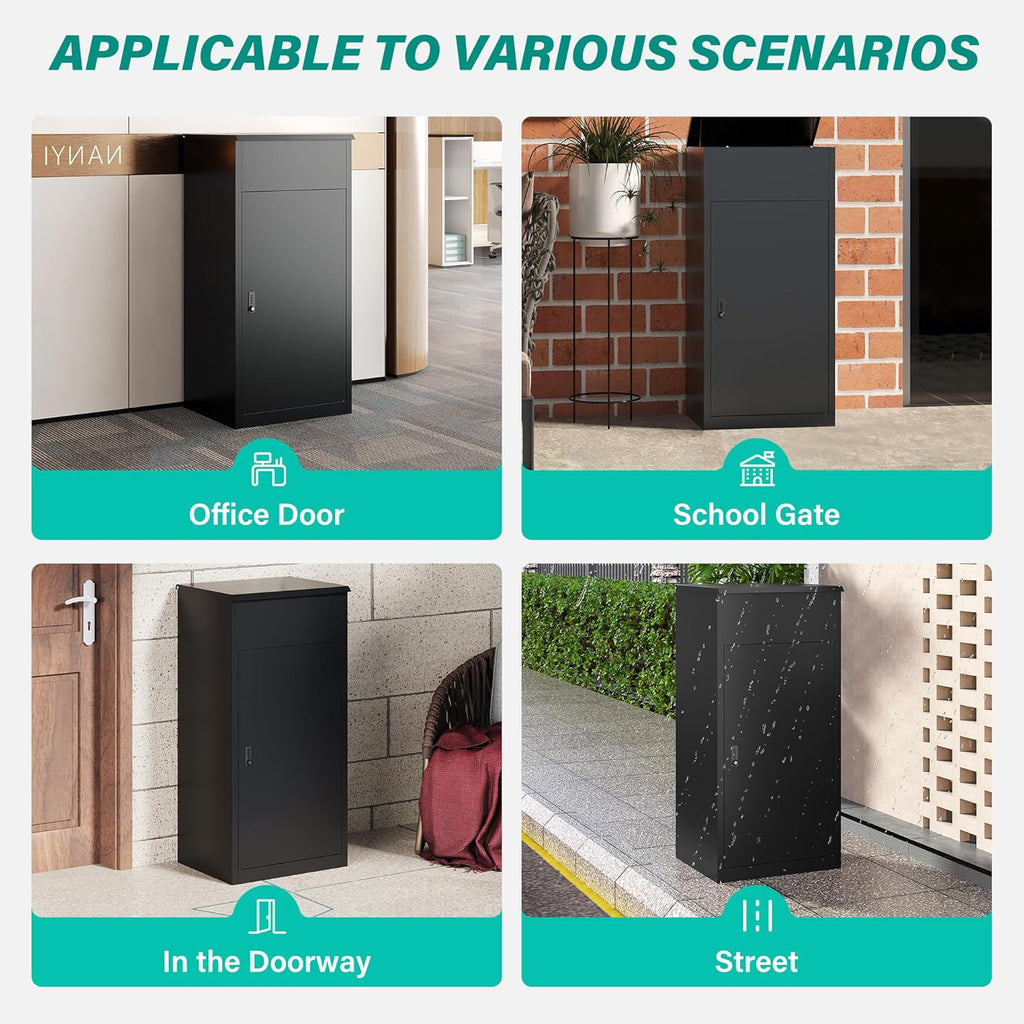 Large Package Delivery Box with Combination Lock,Parcel Drop Boxes Secure Storage, Anti-Theft Steel Parcel Box