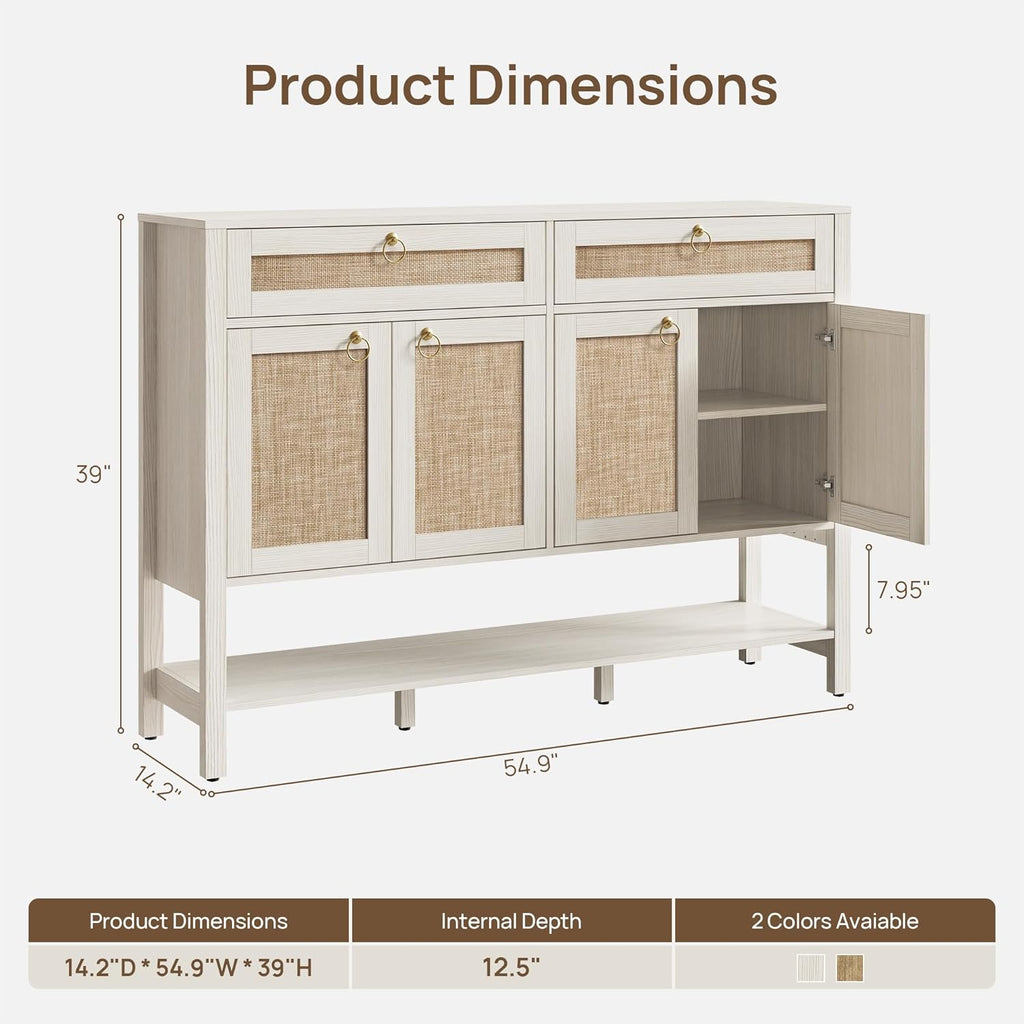 Rattan Sideboard Buffet Cabinet with Storage