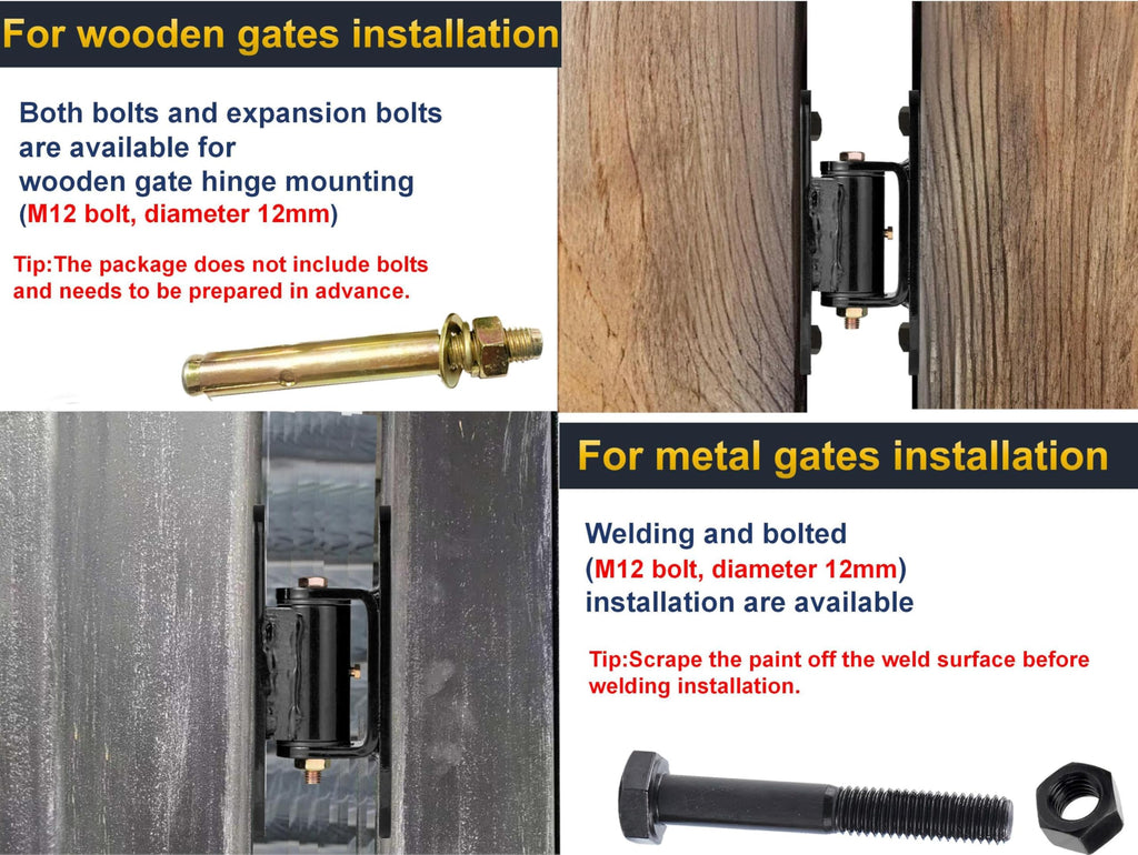 Heavy Duty Gate Hinges, 7in, 1100lbs Capacity, Thick Solid Steel
