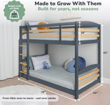 Low Bunk Bed Twin Over Twin with Unique Design for Kids and Toddlers