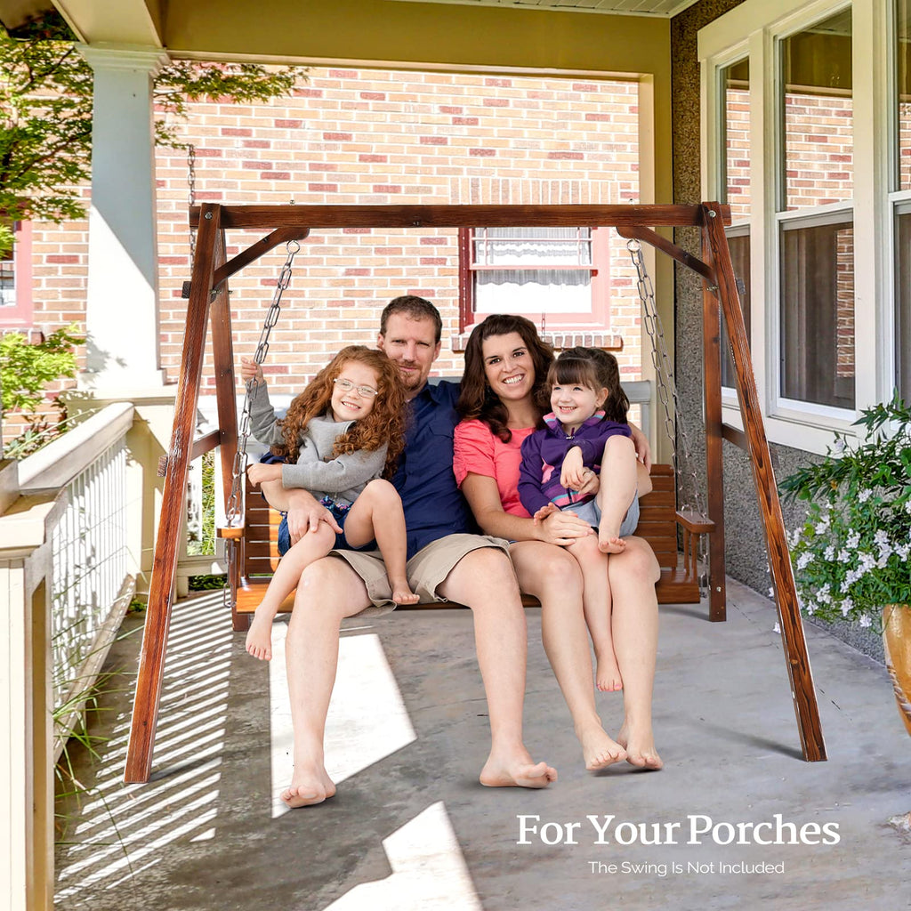 6.2FT Wooden Porch Swing Frame for 4FT Swing, Rustic