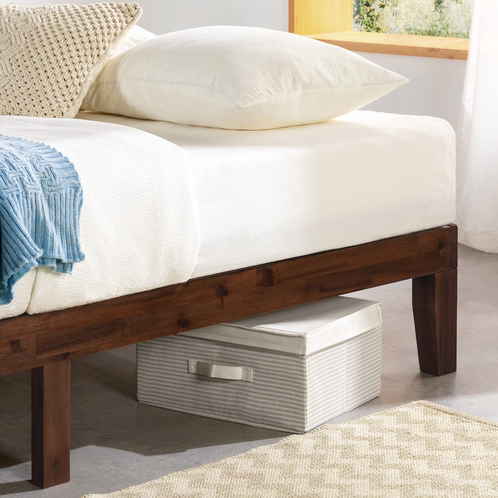 12" Solid Wood Platform Bed Frame with Classic Wooden Slat (No Box Spring Needed), King, Espresso