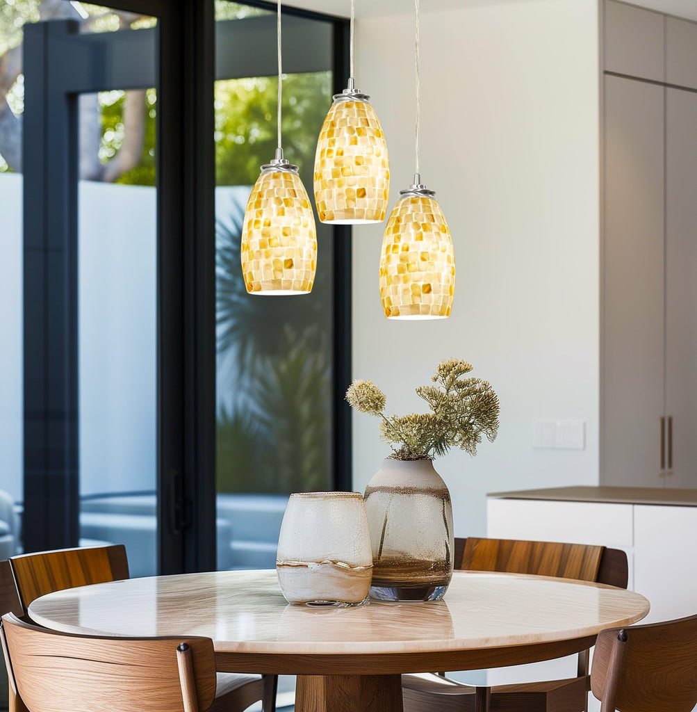 Coast 9" Modern Mosaic Sea Shell Mini Pendant Light