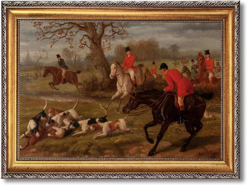 Retro Framed Vintage Equestrian Fox Hunting Wall Art Classic 19th Century Sports Oil Painting Reproduction Posters