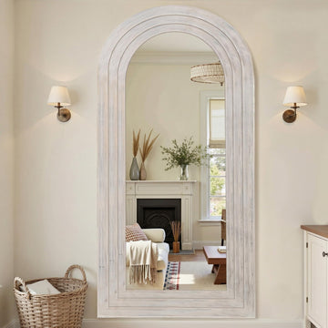 Full Length Mirror with Solid Wood Frame, 81"×41" Wall Mounted Oversized Floor Mirror with Stand, Leaning Standing