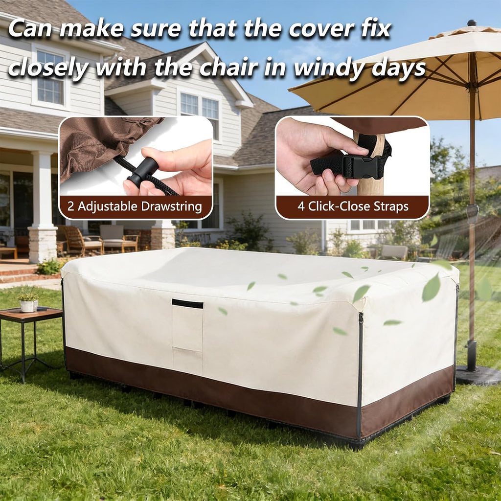 Patio Furniture Covers Waterproof,600D Heavy Duty Patio Cover for 6/7/8 PCS Sets Sectional Sofa Couch Dining Rocking - Set of 8
