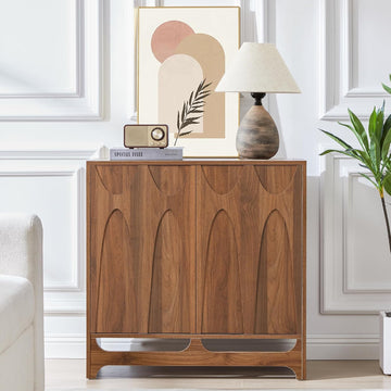 Sideboard Buffet Cabinet with Storage, 31.5" Mid Century Modern Storage Cabinet with Adjustable Shelf and 2 Doors
