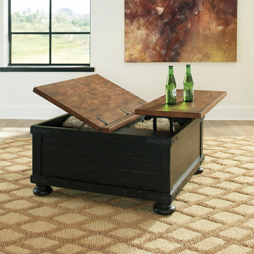 Valebeck Lift Top Coffee Table, Storage, Split-top Design, Wood, 36" W x 36" D x 18" H