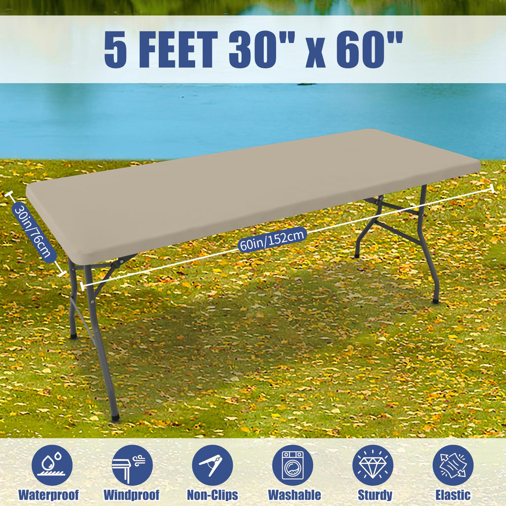 2 Pack Rectangle Spandex Fitted Table Cloth, 5FT Elastic Tablecloth