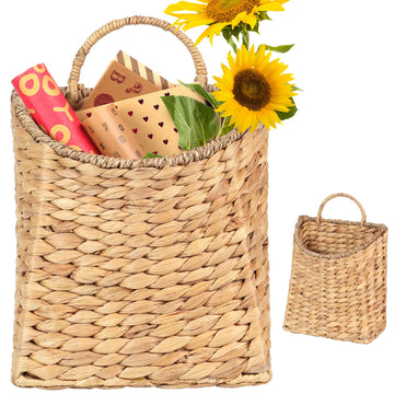 Woven Hanging Water Hyacinth Baskets, Hanging Wall Wicker Basket, Handmade Organizer Baskets, Hanging Flower Basket