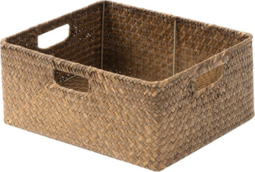 Large Wicker Baskets for Storage, Woven Baskets for Storage | Seagrass, Pantry Shelves, Kitchen Closet, Laundry