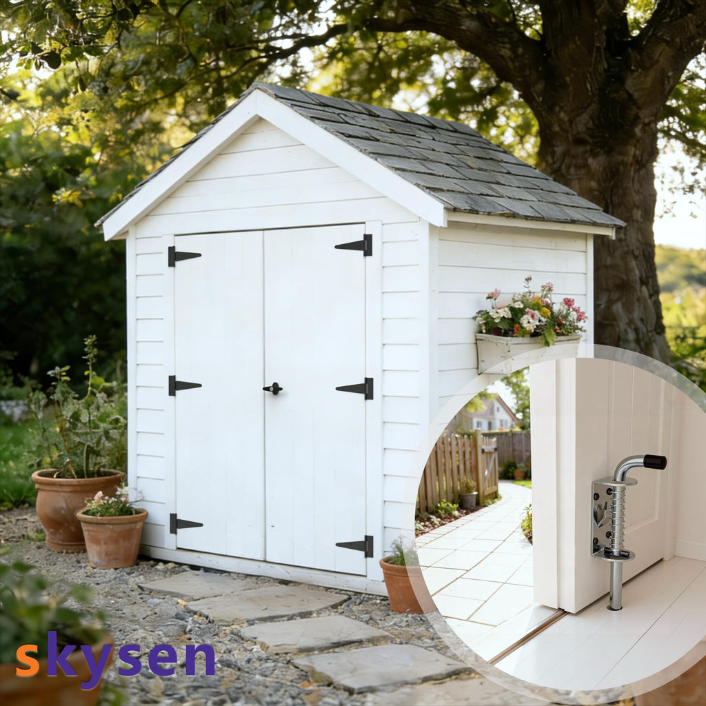 Shed Door Hardware Kit, Complete Set with T-Handle Lock, Barrel Bolts & Hinges.(sdhk)