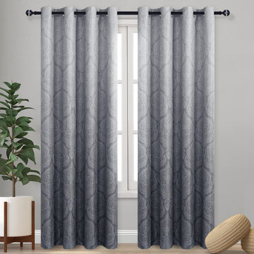 Ombre Blackout Curtains 52 x 84 inch, 2 Panel Set, Grey