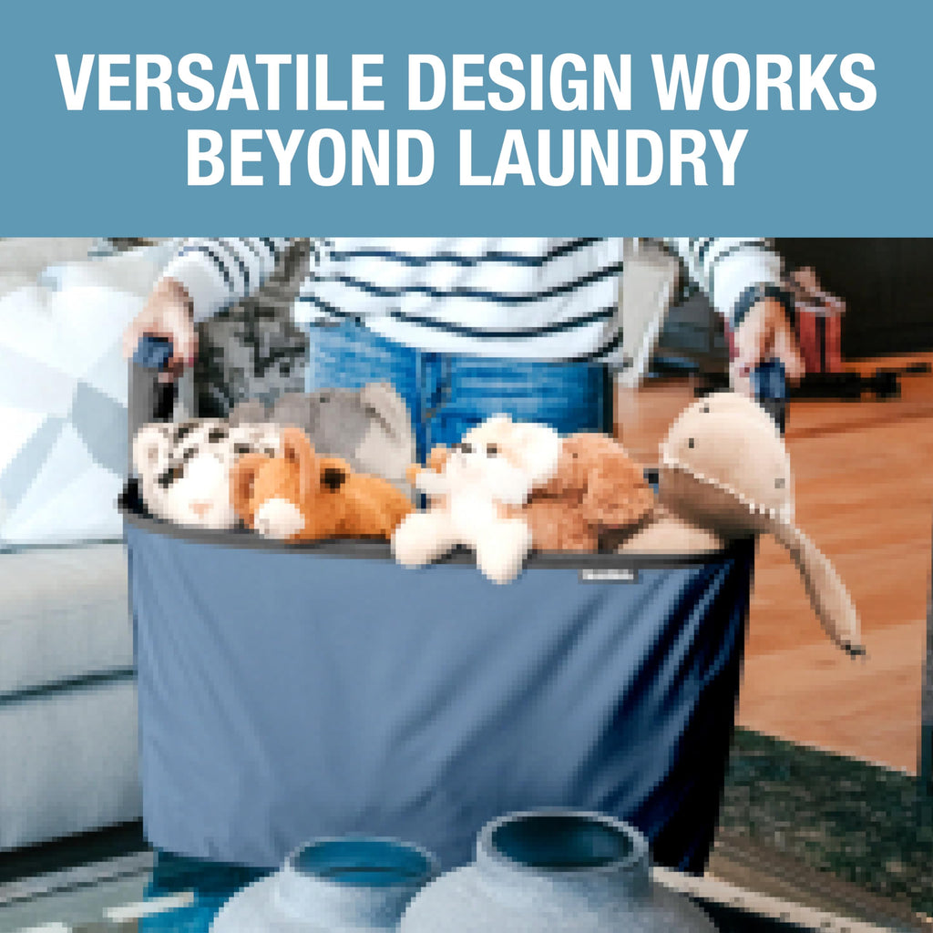 Collapsible Laundry Baskets, 60L 2 Pack, 55 lb, Pop-Up, Denim