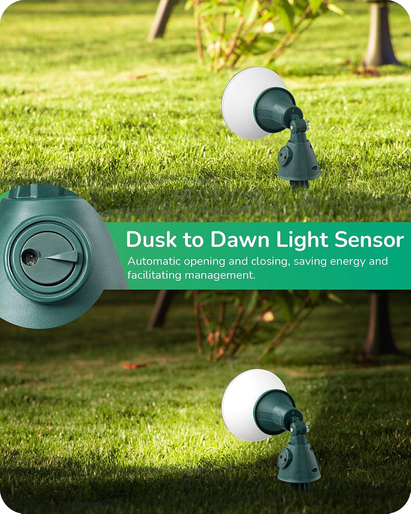Dusk to Dawn 120V Outdoor Spotlight, Waterproof Lights E26 Base | Waterproof LED Outdoor Flood Stake Lights,6FT Cord
