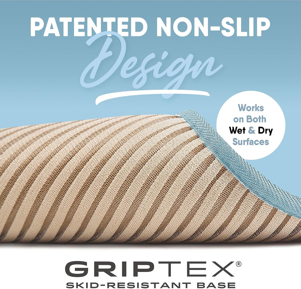 Extra-Thick, SoftLux, Charcoal Infused Memory Foam Bath Mat with GripTex Skid-Resistant Base, 17x24, Blue