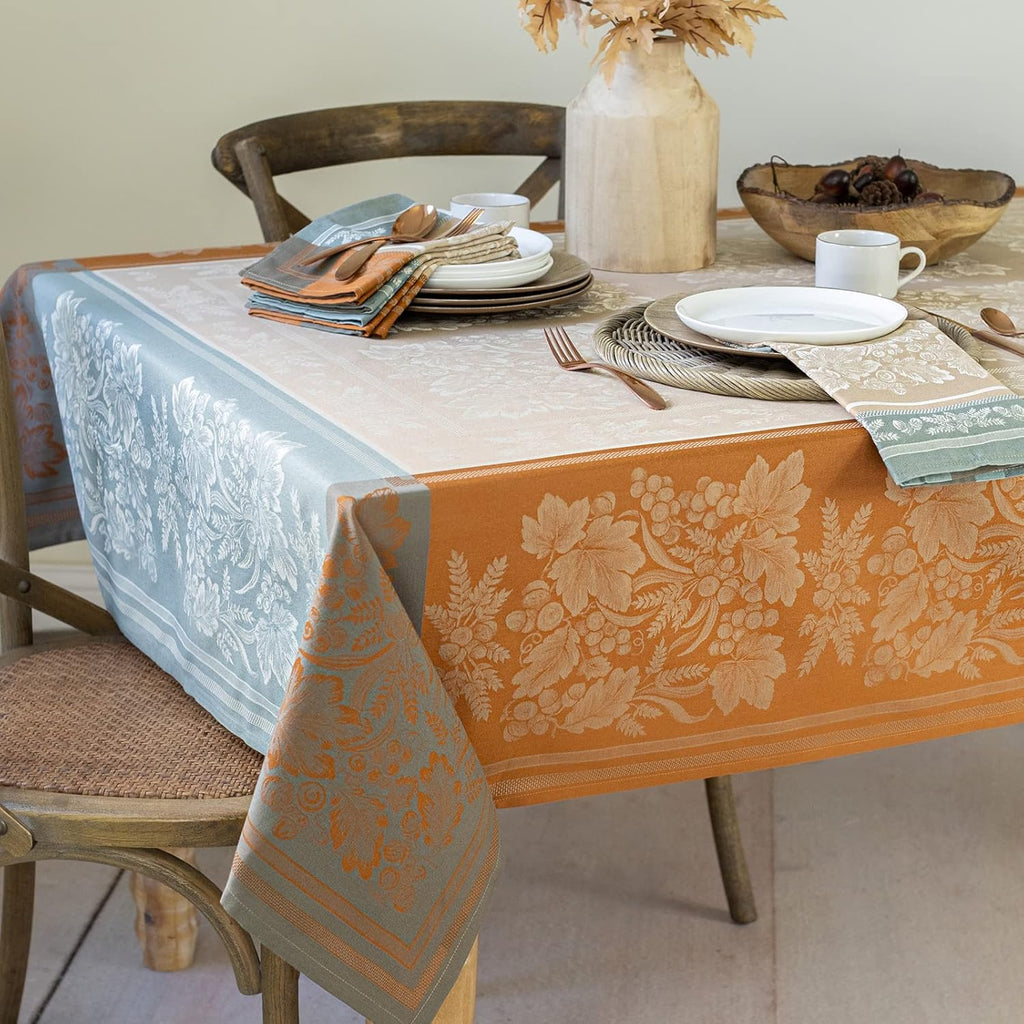 Harvest Gathering Heavyweight Engineered Jacquard Fabric Table Cloth, Décor for Fall, Harvest and Th