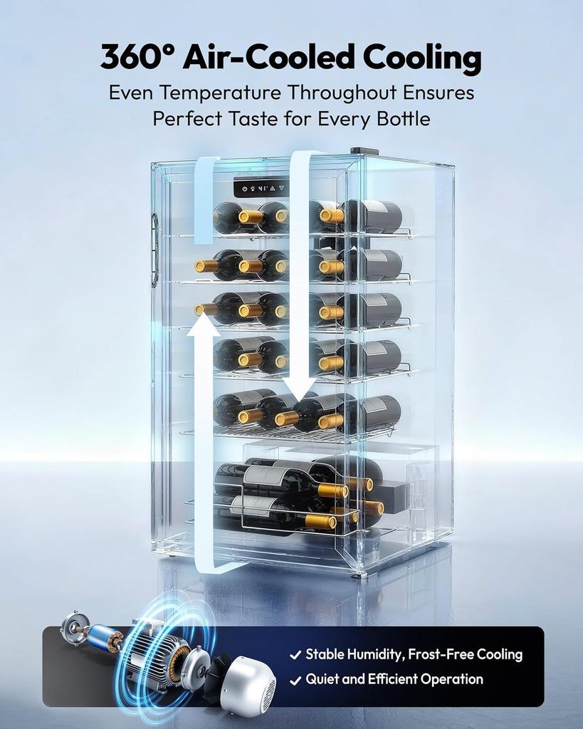 25 bottle Wine Cooler Refrigerator, Freestanding Compressor Wine Fridge with Adjustable Temperature and Digital