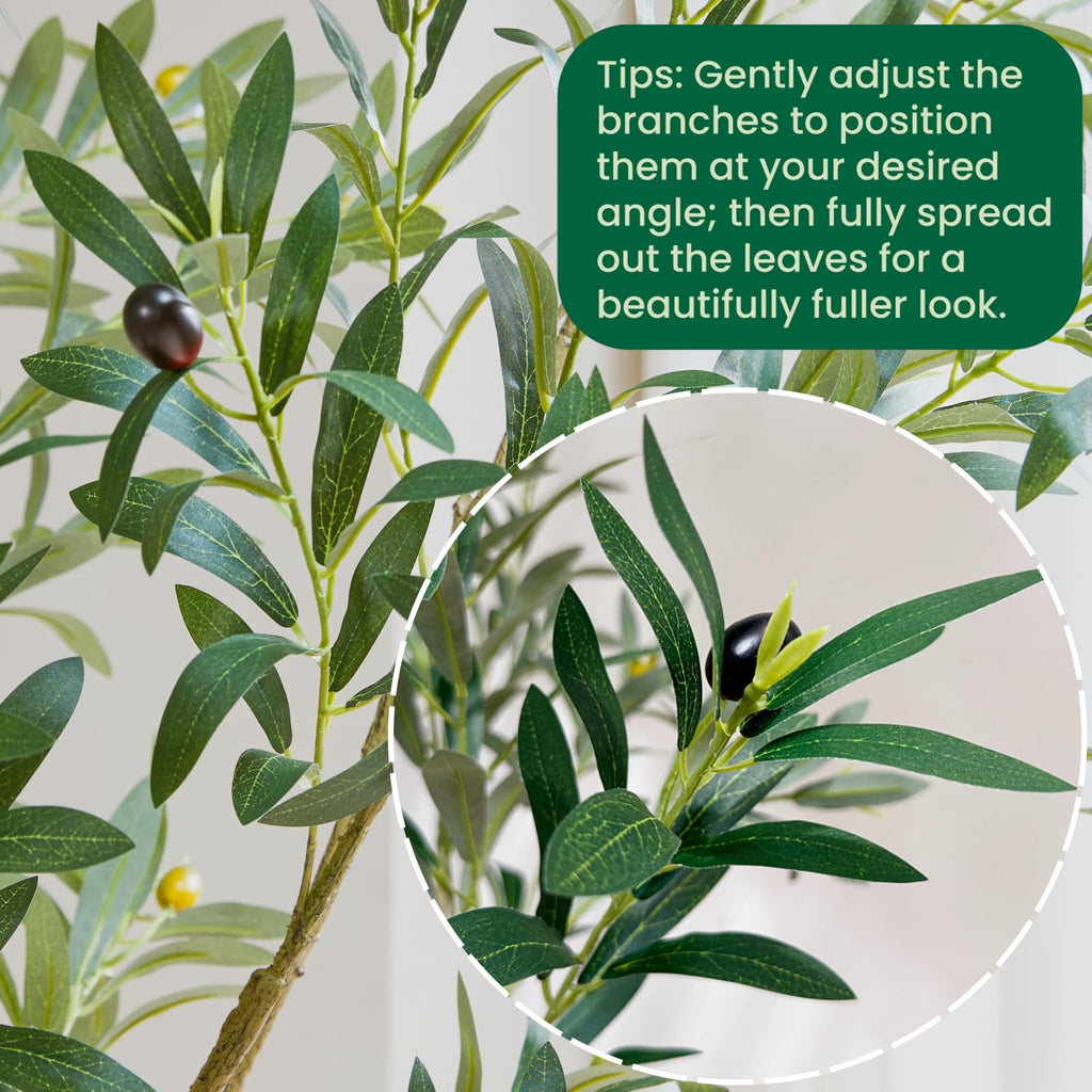 8.5ft Artificial Olive Tree with Large Decorative White Planter