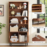71" Tall Bookshelf, 4-Tier Bookcase with Storage Cabinet & Adjustable Storage Shelf