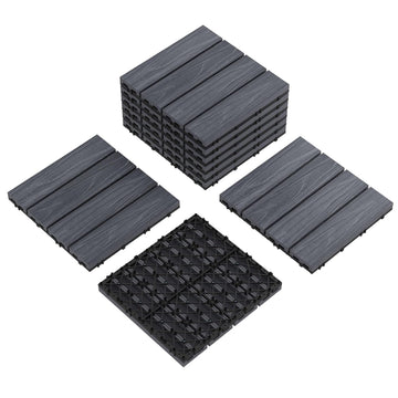 9Pack 12x12 Interlocking Composite Deck Tiles, Waterproof Composite Wood Outdoor Flooring for Patio & Balcony