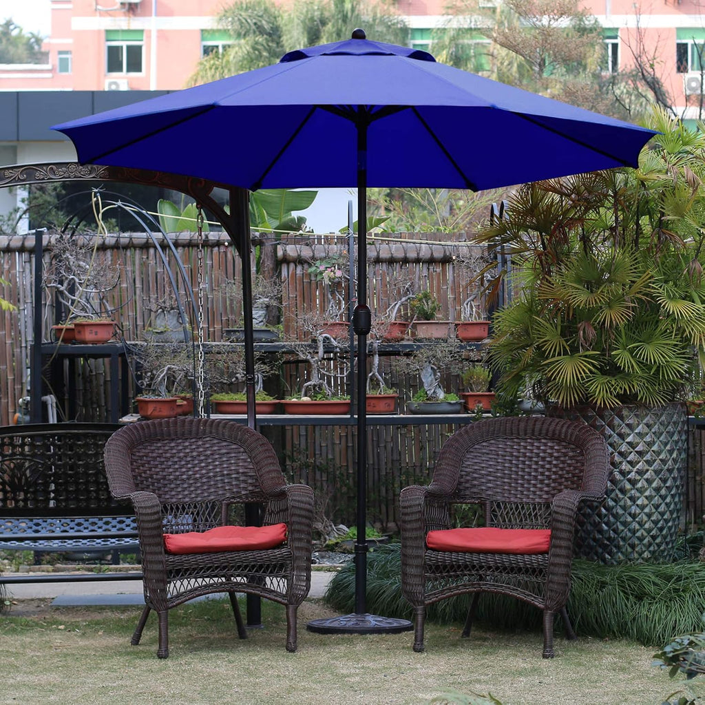 9Ft Patio Umbrella Outdoor Table Umbrella with 8 Sturdy Ribs (Navy Blue)