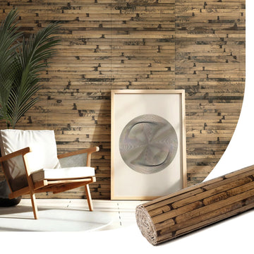 Natural Bamboo Wall Panel, 12 x 96 Inch, Dark Burned