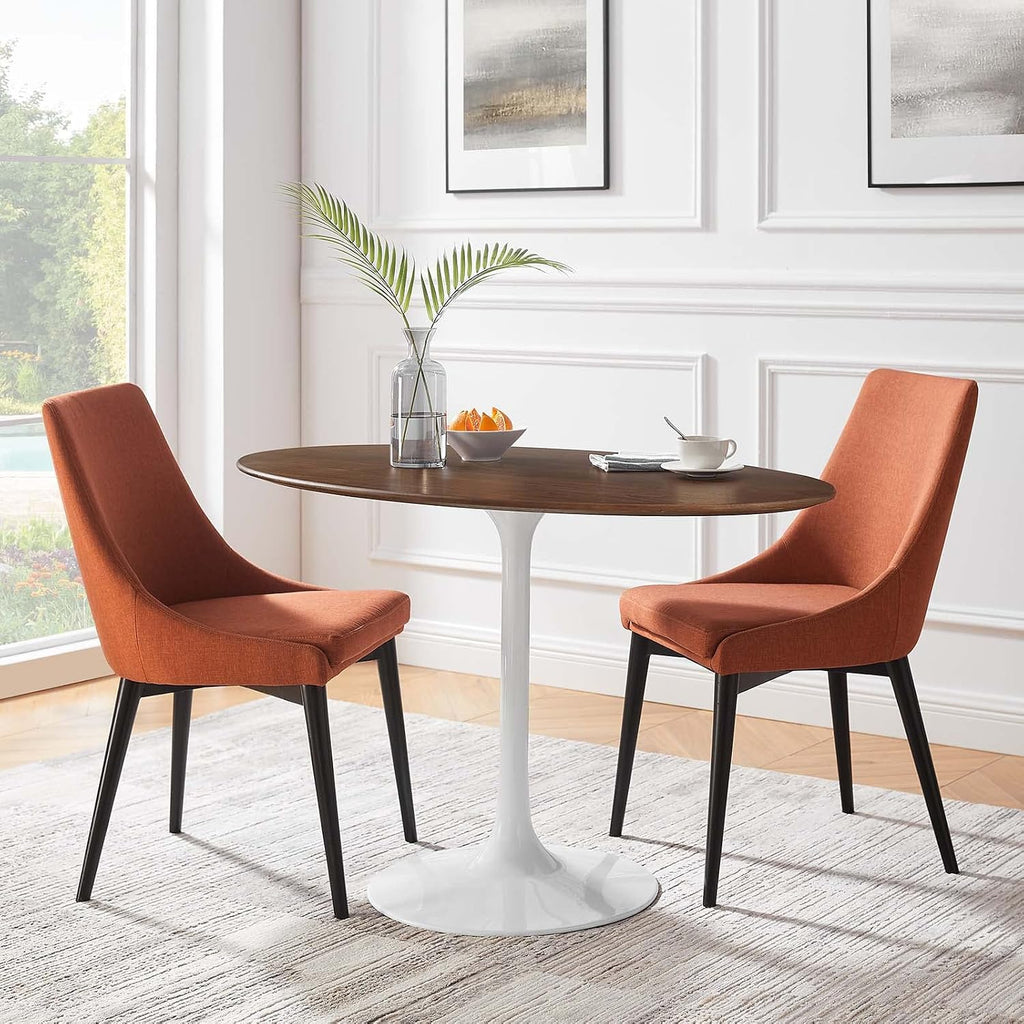 Inspired Saarinen Style Tulip Oval Pedestal Dining Table — Walnut, 48″ Oval