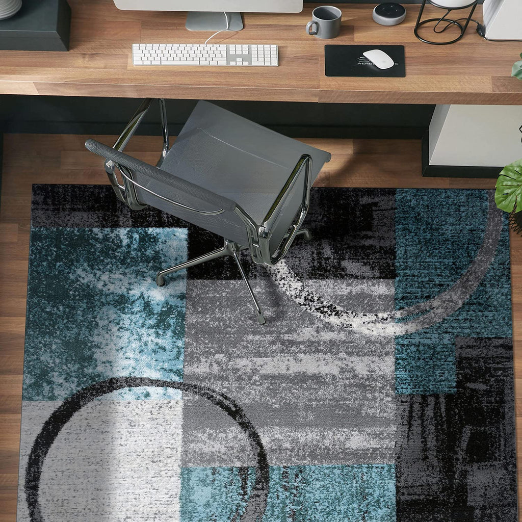 Circle Design Contemporary Jute Backing Area Rug Gray 4' x 6'