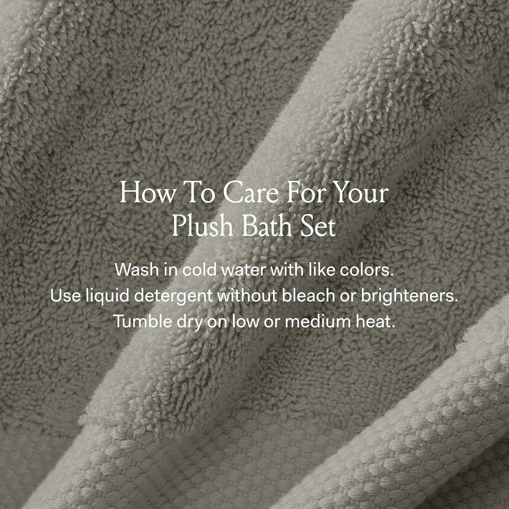 Plush Bath Sheet Set, 6 Pieces, Mineral | 2 Oversized Bath Sheets, 2 Hand Towels & 2 Washcloths - 100% Organic Cotton