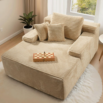 67'' Chaise Lounge Chair Indoor, Oversized Boneless Sofa Bed, Deep Seat Sleeper Small Couch, No Assembly Required