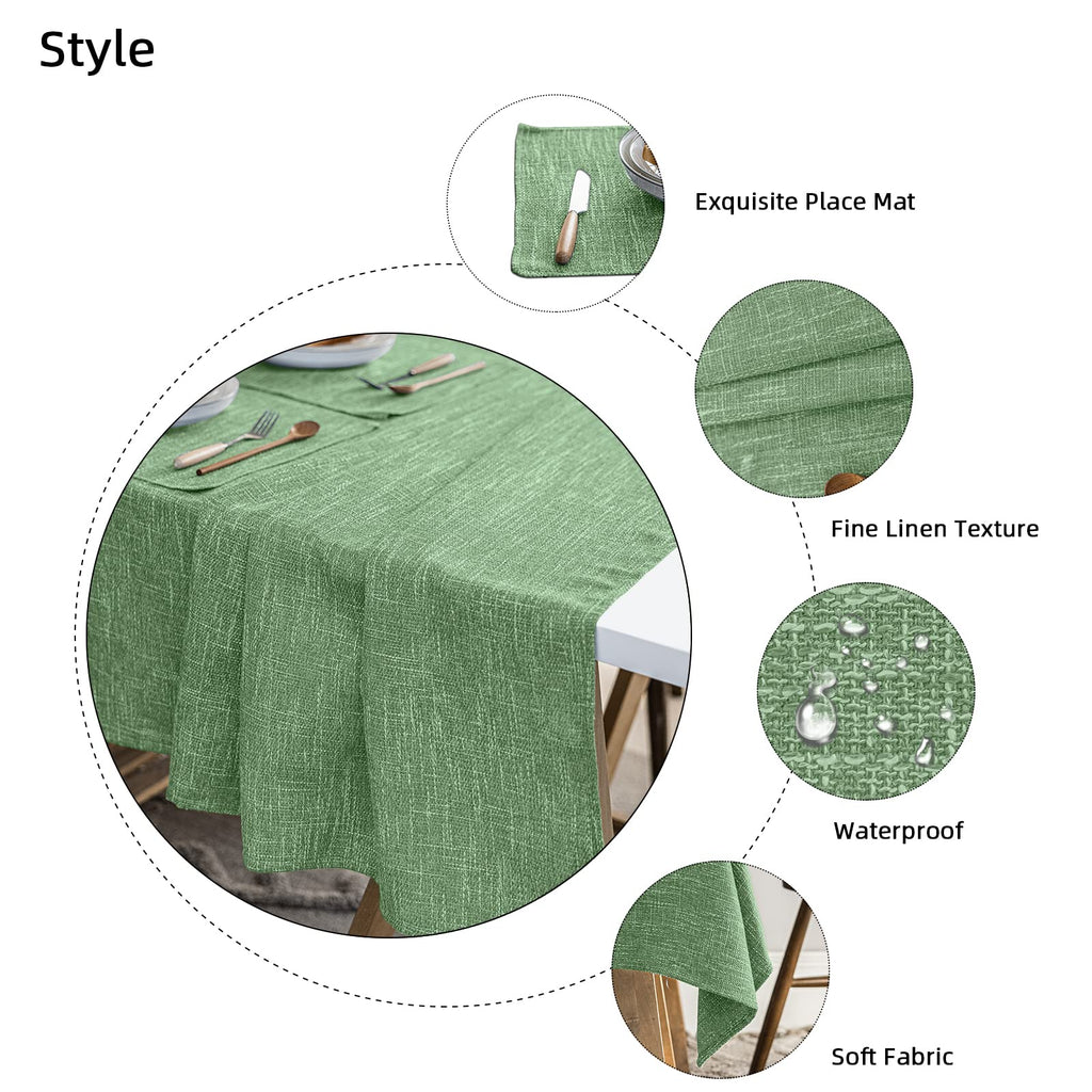 Waterproof Linen Tablecloths Rectangle Dining(54"x120") Grass Green