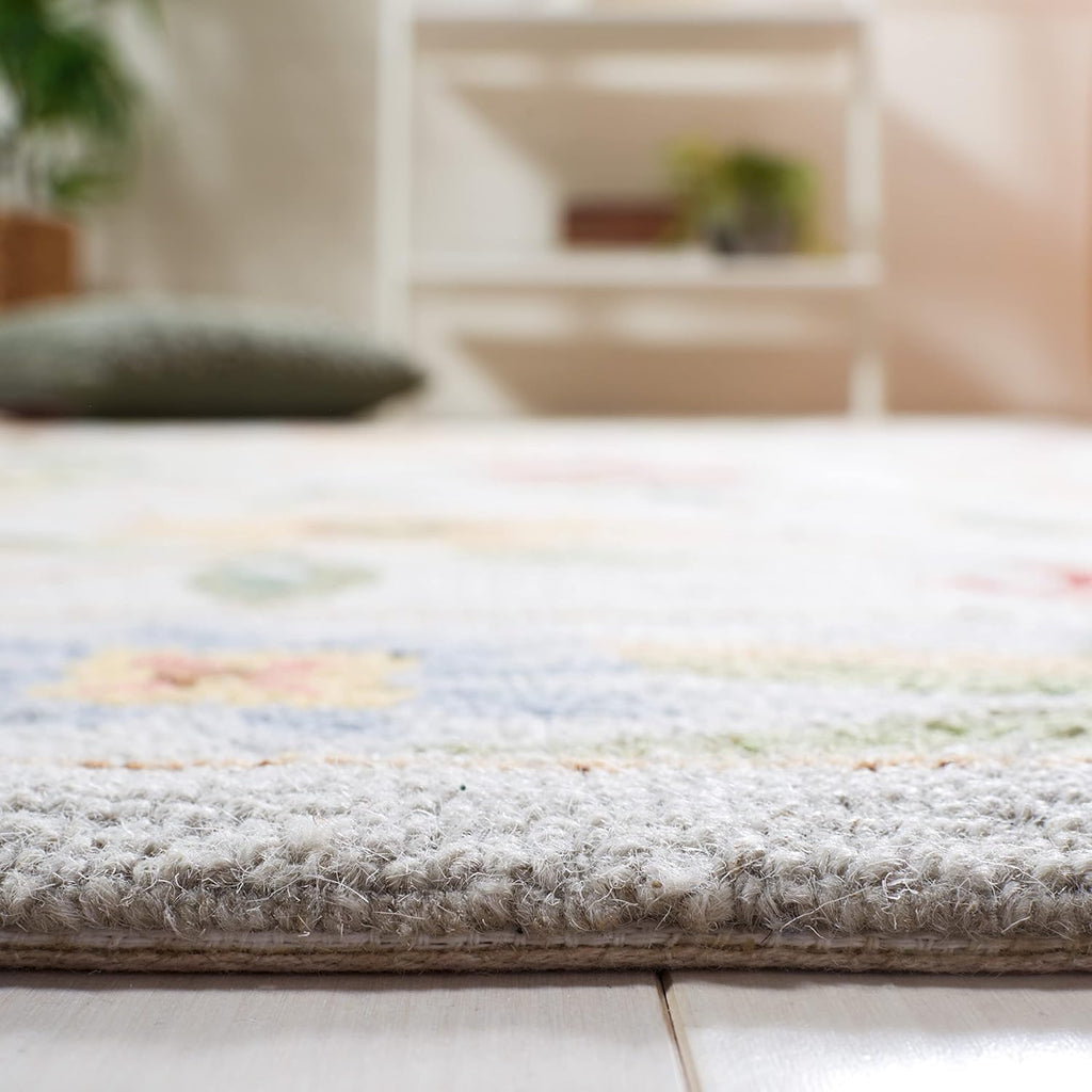 Area Rug 8x10 - Chelsea - Large - Grey, Hand-Hooked French Country Floral Wool